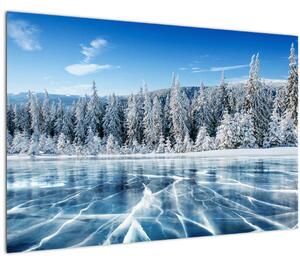 Slika zaleđenog jezera i sniježnih stabala (90x60 cm)