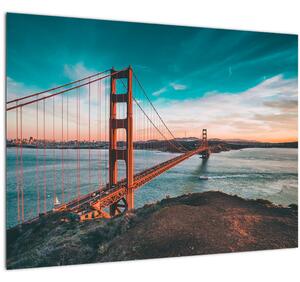 Staklena slika - Zlatna vrata, San Francisco (70x50 cm)