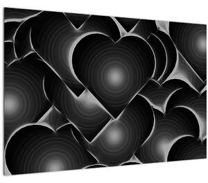 Slika crno-bijelih srca (90x60 cm)