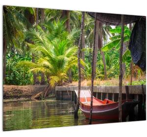 Slika - Drveni čamac na kanalu, Tajland (70x50 cm)