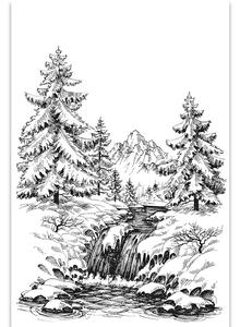 Slika crno-bijeli bajkoviti krajolik