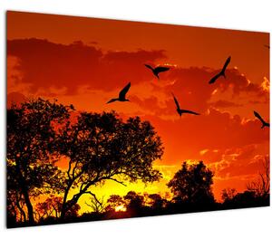 Slika ptica u zalasku sunca (90x60 cm)