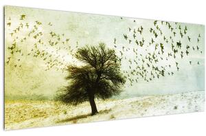 Slika - Naslikano jato ptica (120x50 cm)