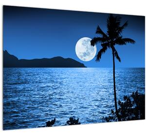 Staklena slika - Mjesec iznad morske površine (70x50 cm)