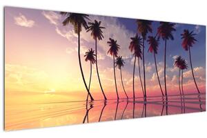 Slika palmi uzdignutih iznad vodene površine (120x50 cm)