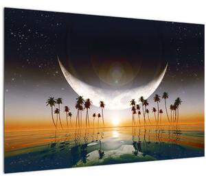 Slika - Mjesec iznad palmi (90x60 cm)