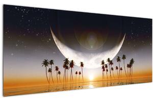 Slika - Mjesec iznad palmi (120x50 cm)