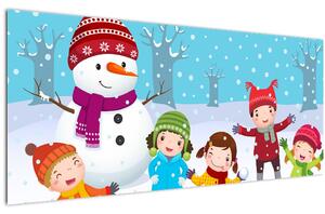 Slika - Zimska dječja zabava (120x50 cm)