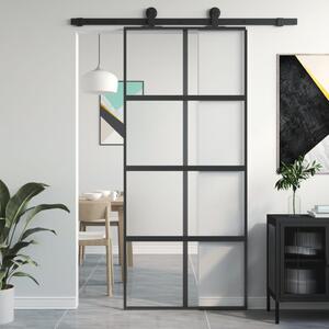 VidaXL Klizna vrata crna 90 x 205 cm od kaljenog stakla i aluminija