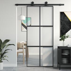 VidaXL Klizna vrata crna 90 x 205 cm od kaljenog stakla i aluminija