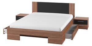 Zondo Bračni krevet 180 cm Verwood Typ 82 (s noćnim ormarićima) (orah crveni + crna). 1030060