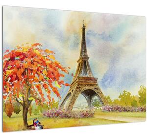 Slikana staklena slika Eiffelovog tornja (70x50 cm)