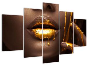 Slika - Žena sa zlatnim usnama (150x105 cm)