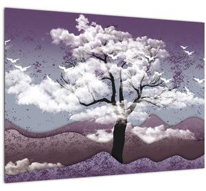 Staklena slika - Stablo u oblacima (70x50 cm)