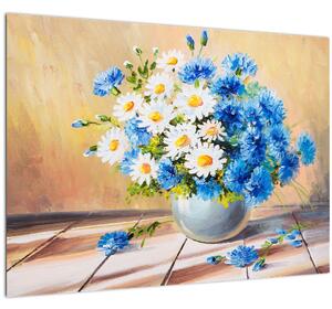 Naslikana slika cvijeća u vazi (70x50 cm)