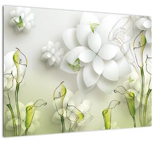 Staklena slika s cvijećem (70x50 cm)