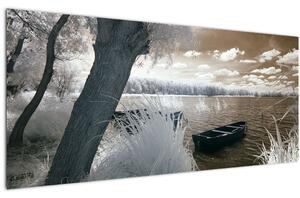 Slika čamca na jezeru (120x50 cm)