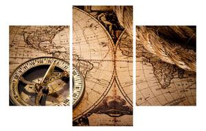 Povijesna slika karte svijeta i kompasa (90x60 cm)