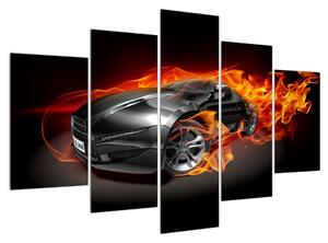 Slika automobila u plamenu (150x105 cm)