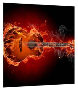 Slika gitare u plamenu (30x30 cm)