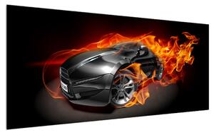 Slika automobila u plamenu (120x50 cm)