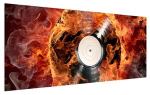 Slika gramofonske ploče u plamenu (120x50 cm)