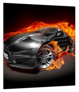 Slika automobila u plamenu (30x30 cm)