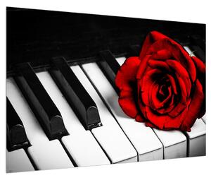Slika ruže i klavira (90x60 cm)