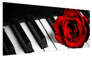 Slika ruže i klavira (120x50 cm)