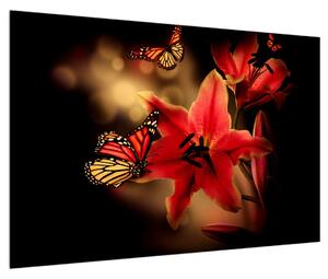 Slika ljiljana s leptirom (90x60 cm)