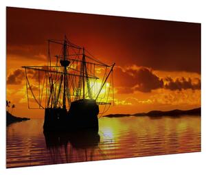 Slika čamca pri zalasku sunca (90x60 cm)
