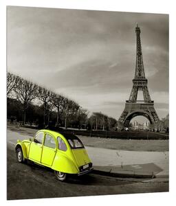 Slika Eiffelovog tornja i žutog automobila (30x30 cm)