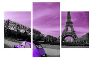 Slika Eiffelovog tornja i ljubičastog automobila (90x60 cm)
