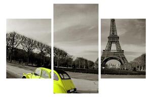 Slika Eiffelovog tornja i žutog automobila (90x60 cm)