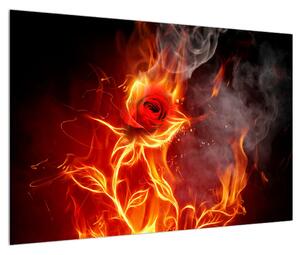 Slika ruže u plamenu (90x60 cm)
