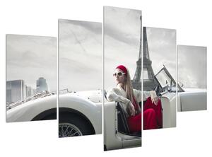 Slika Eiffelovog tornja i automobila (150x105 cm)