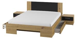 Zondo Bračni krevet 160 cm Verwood Typ 81 (s noćnim ormarićima) (hrast artisan + crni hrast). 1030069