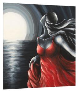 Slika žene u crvenoj haljini (30x30 cm)