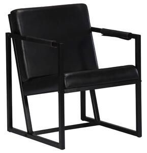 VidaXL Fotelja od prave kože crna