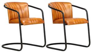 VidaXL Blagovaonske stolice od prave kože 2 kom oker