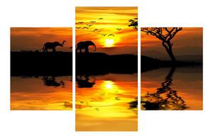 Slika afričkog krajolika sa slonom (90x60 cm)