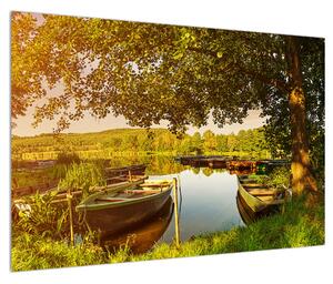 Ljetna slika čamca na jezeru (90x60 cm)