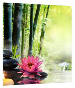 Slika lotosa, bambusa i svijeće (30x30 cm)