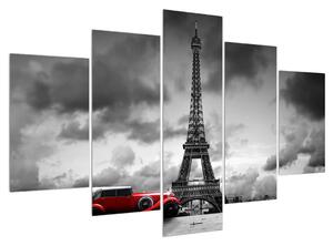 Slika Eiffelovog tornja i crvenog automobila (150x105 cm)
