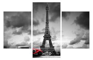 Slika Eiffelovog tornja i crvenog automobila (90x60 cm)