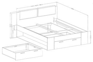 Zondo Bračni krevet 160 cm Afrodita tip 51 (s s prostorom za odlaganje) (bijeli pepo). 1030974
