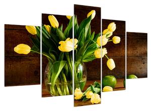 Slika žutih tulipana u vazi (150x105 cm)