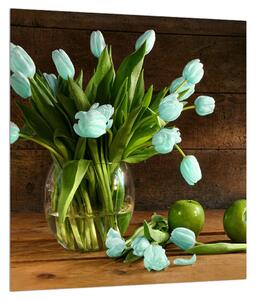 Slika plavih tulipana u vazi (30x30 cm)