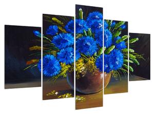 Slika plavog cvijeća u vazi (150x105 cm)