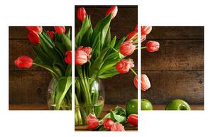 Slika crvenih tulipana u vazi (90x60 cm)
